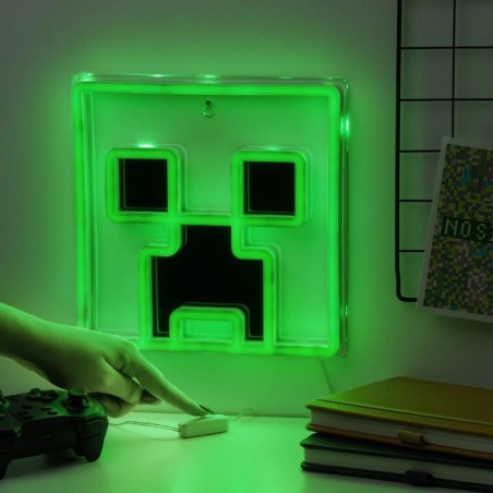 Lámpara De Pared Paladone Minecraft Creeper Luz Led Neon