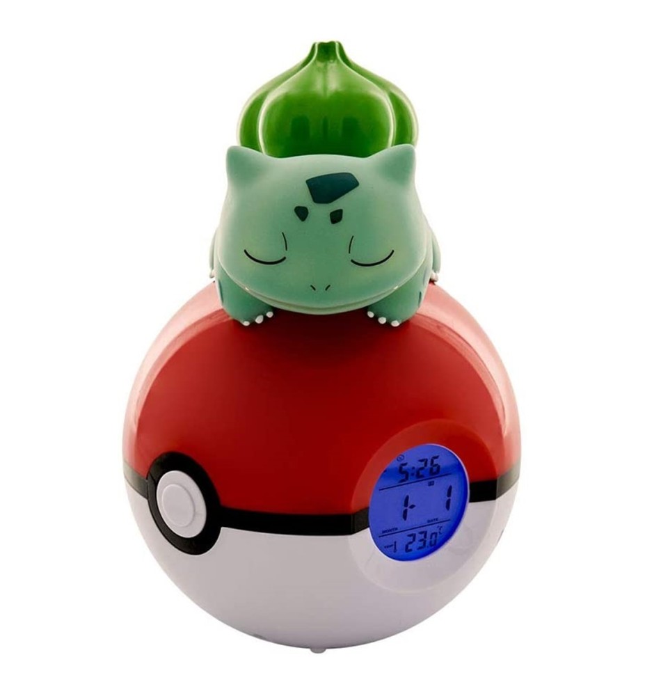 Lámpara Led Despertador Reloj Teknofun Madcow Entertainment Pokémon Bulbasaur Durmiendo En Pokeball