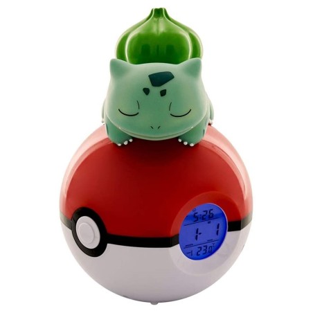 Lámpara Led Despertador Reloj Teknofun Madcow Entertainment Pokémon Bulbasaur Durmiendo En Pokeball