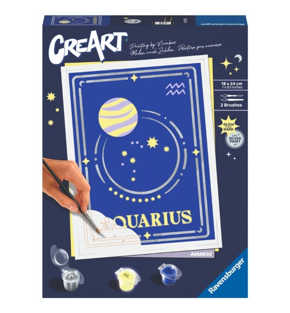 Kit Para Pintar Con Números Ravensburger Creart Serie Trend D Zodiac: Acuario