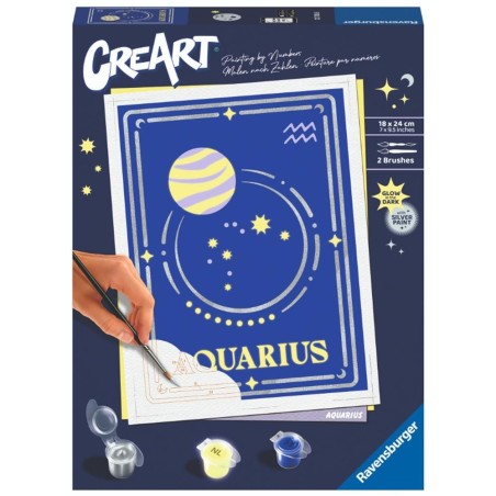 Kit Para Pintar Con Números Ravensburger Creart Serie Trend D Zodiac: Acuario