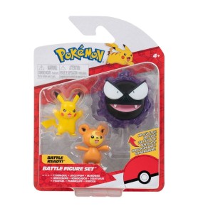 Pack De 3 Figuras Jazwares Pokémon Batalla Teddiursa Pikachu Y Gastly