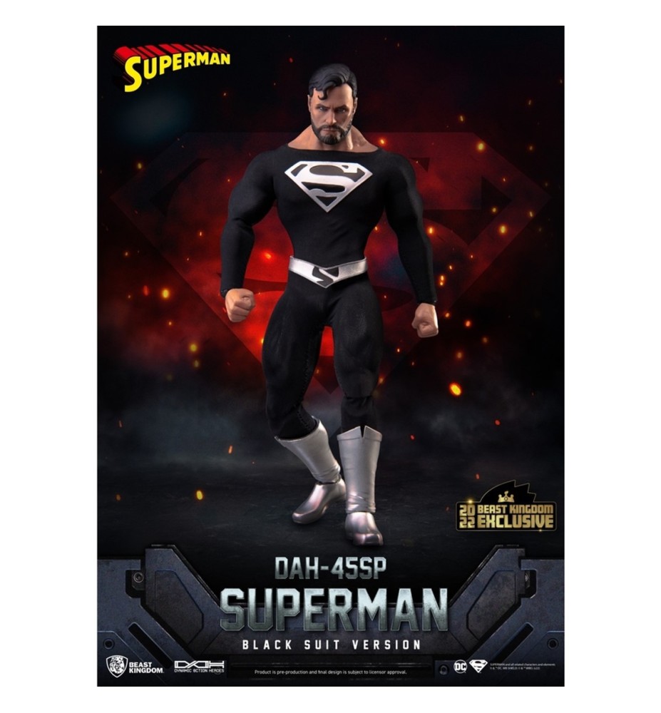 Figura Beast Kingdom DC Comics Superman Dynamic8h Traje Negro Especial