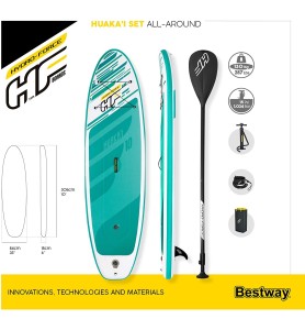 Bestway 65346 -  Tabla Paddle Surf Hinchable Hydro - Force Huakai 3 -05m Con Remo - Bomba Y Bolsa