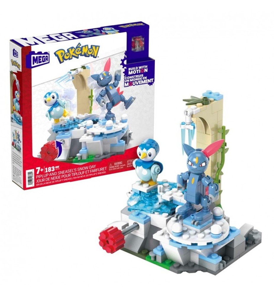 Figura Mattel Mega Construx Pokémon Piplup Y Sneasel Se Relajan