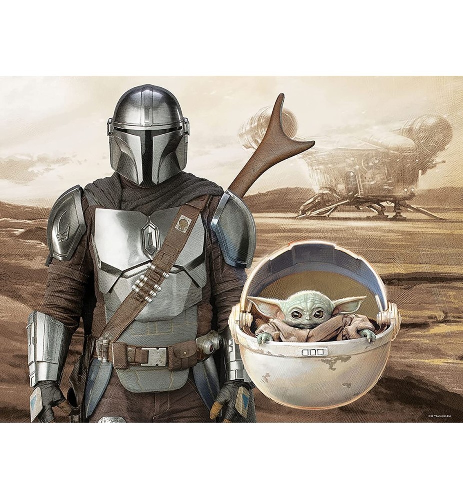 Puzle Lenticular Prime 3d 500 Piezas The Mandalorian El Mandaloriano Mando & Grogu En Capsula