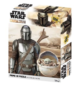 Puzle Lenticular Prime 3d 500 Piezas The Mandalorian El Mandaloriano Mando & Grogu En Capsula