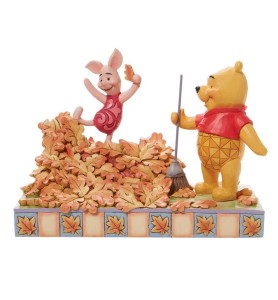 Figura Enesco Disney Winnie The Pooh Pooh & Piglet Recogiendo Hojas De Otoño