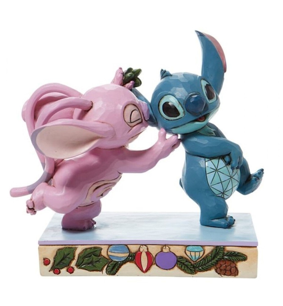 Figura Enesco Disney Lilo & Stitch Stitch Y Angel Con Muérdago