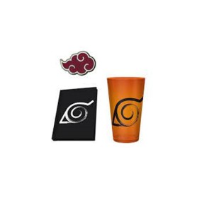 Pack Especial Abystyle Naruto Shippuden 3 Articulos Libreta Konoha Vaso Largo Xxl & Pin Akatsuki