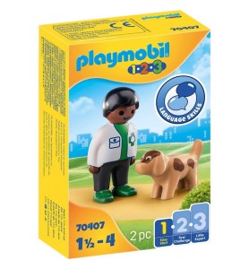 Playmobil 1.2.3 Veterinario Con Perro