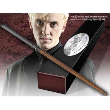 Replica The Noble Collection Harry Potter Draco Malfoy Varita Con Caja Y Placa De Identificacion