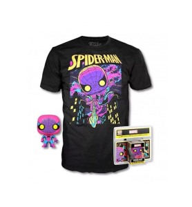 Pop & Tee Marvel Spiderman Black Light Funko + Camiseta Talla Xl