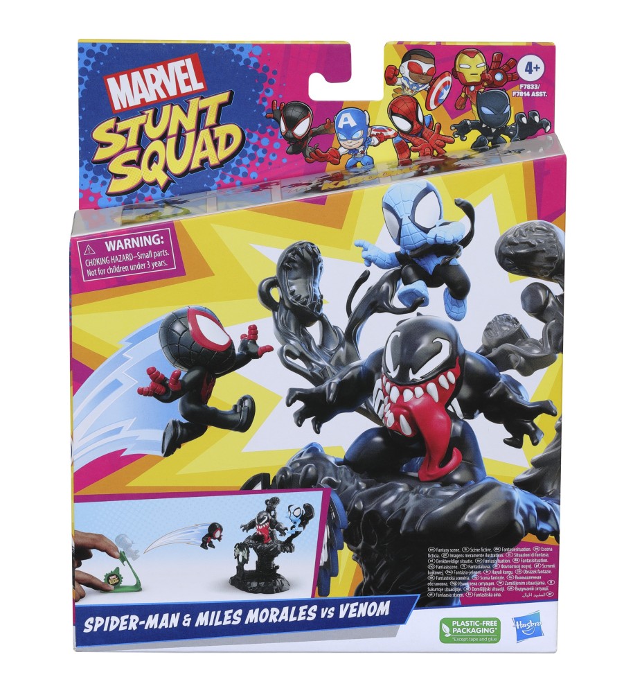 Set De Juego Hasbro Marvel Stunt Squad Villain Knockdown Spider - Man Y Miles Morales Vs Venom