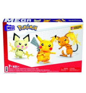 Figura Mattel Mega Construx Pokémon 3 Pokémon Pichu - Pikachu Y Raichu