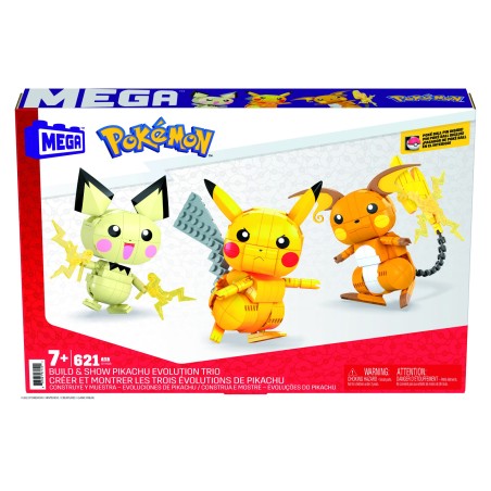 Figura Mattel Mega Construx Pokémon 3 Pokémon Pichu - Pikachu Y Raichu