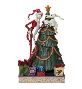 Figura Enesco Pesadilla Antes De Navidad Santa Jack Y Zero Junto A Arbol De Navidad