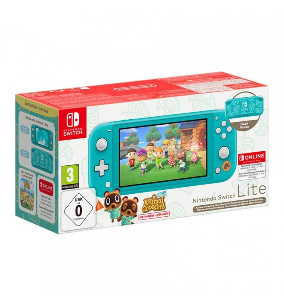 Consola Nintendo Switch Lite Turquesa + Animal Crossing New Horizons + 12 Meses Nintendo Switch Online