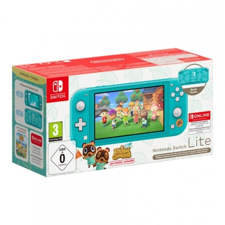 Consola Nintendo Switch Lite Turquesa + Animal Crossing New Horizons + 12 Meses Nintendo Switch Online