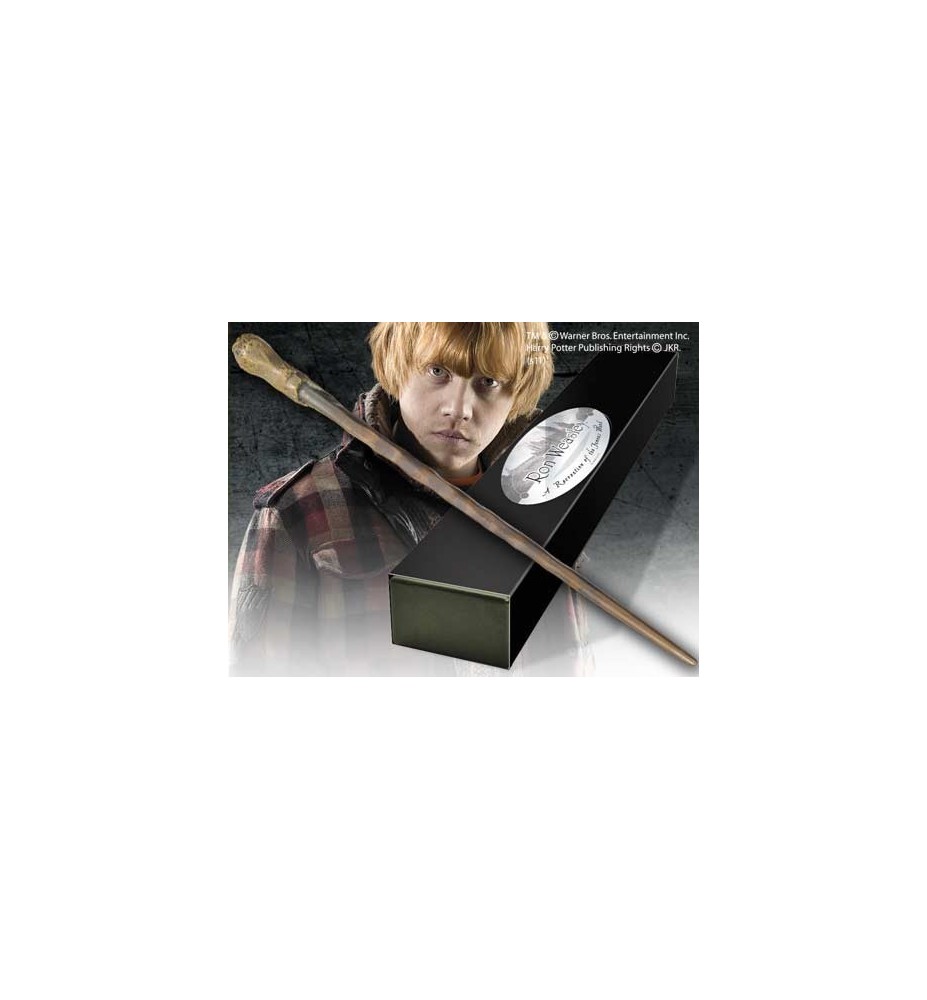 Replica The Noble Collection Harry Potter Ron Weasley Varita Con Caja Y Placa De Identificacion