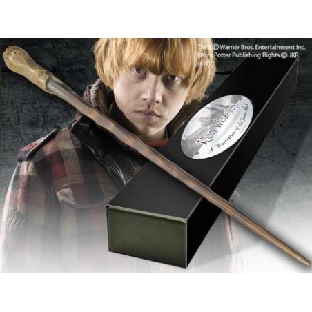 Replica The Noble Collection Harry Potter Ron Weasley Varita Con Caja Y Placa De Identificacion