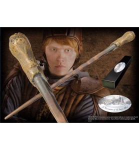 Replica The Noble Collection Harry Potter Ron Weasley Varita Con Caja Y Placa De Identificacion