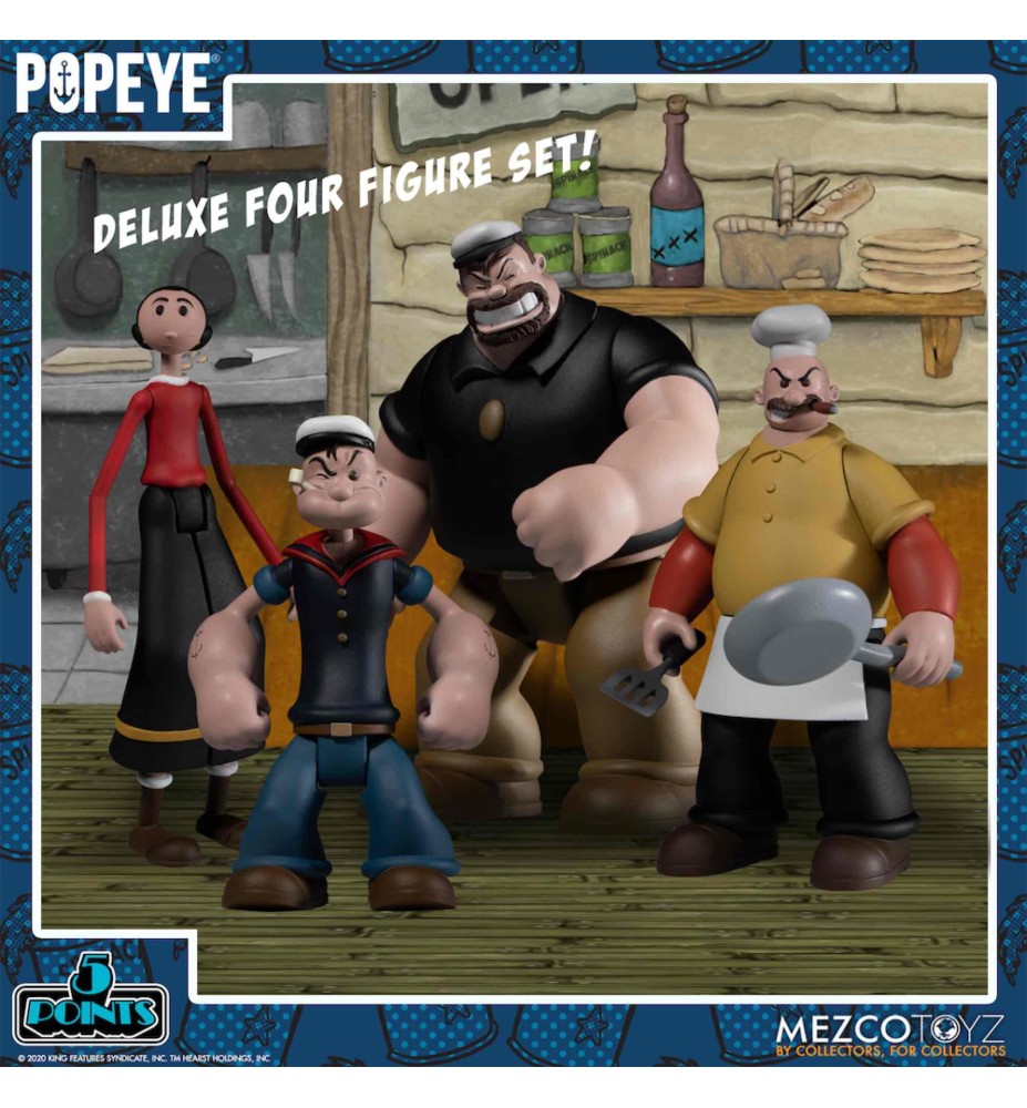 Set 4 Figuras Mezcotoys Popeye Box 10 Cm Popeye 5 Points