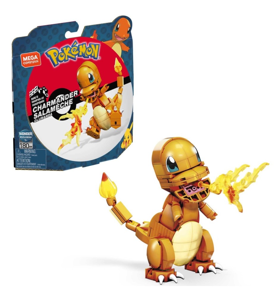 Figura Mattel Mega Construx Pokémon Charmander 180 Pcs Build & Show