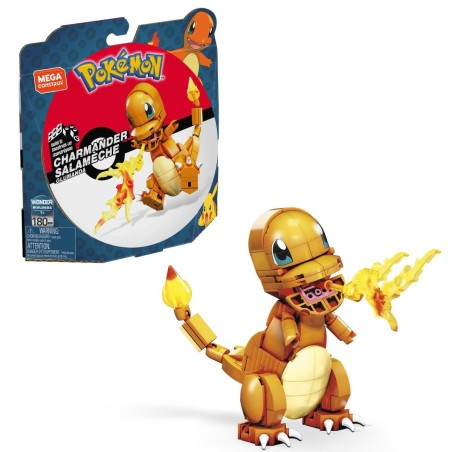 Figura Mattel Mega Construx Pokémon Charmander 180 Pcs Build & Show