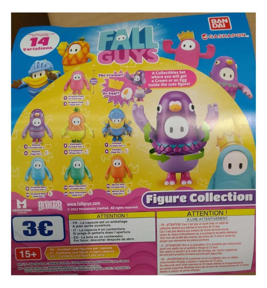 Set Gashapon Figuras Bandai Lote 50 Articulos Fall Guys 14 Variaciones Crown Edition