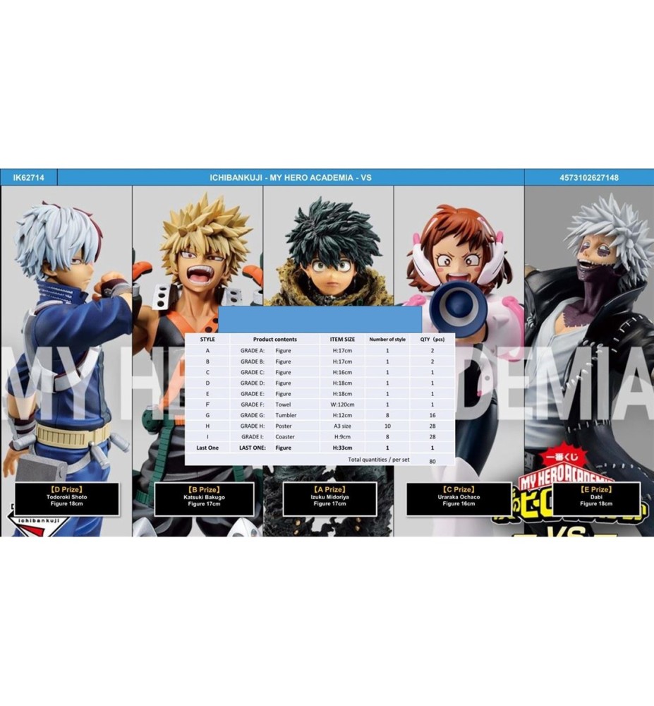 Ichiban Kuji My Hero Academia -  Vs -  Lote 80 Articulos