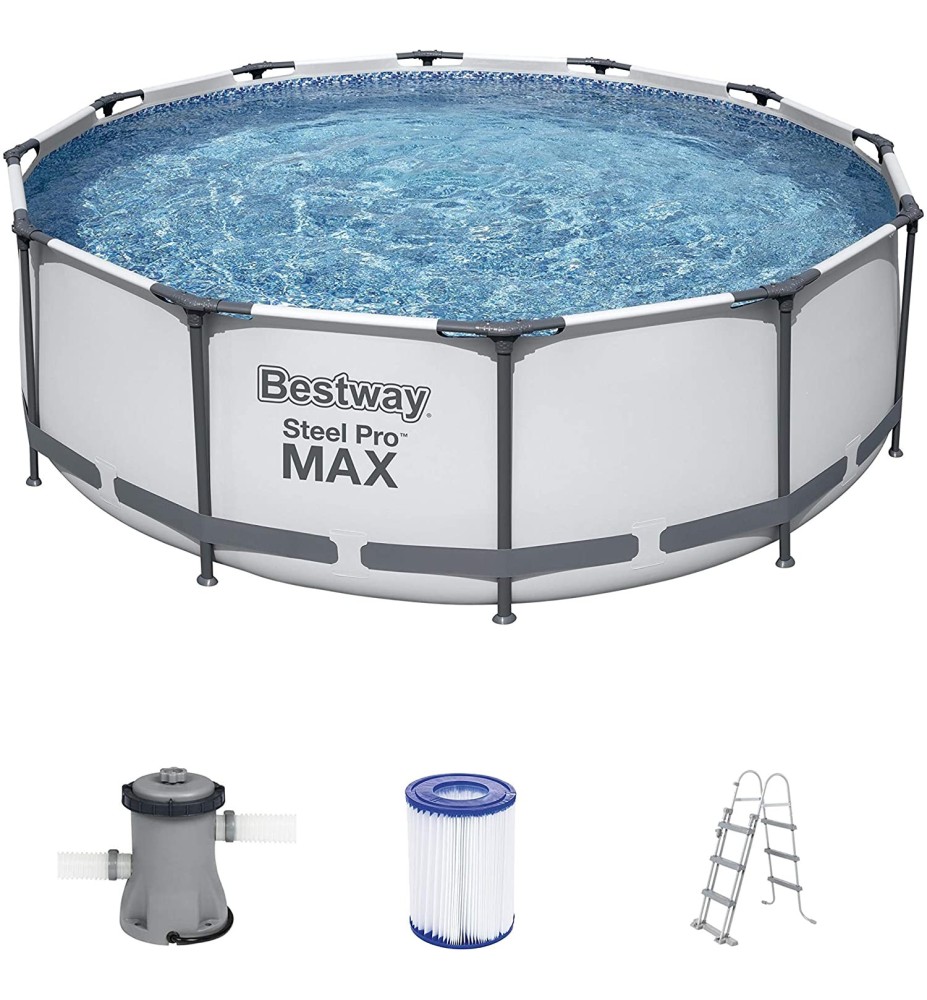 Bestway 56418d -  Piscina Desmontable Tubular Steel Pro Max 366 X 100 Cm - Con Depuradora Cartucho 2.006 L - H Y Escalera