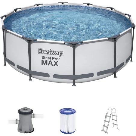 Bestway 56418d -  Piscina Desmontable Tubular Steel Pro Max 366 X 100 Cm - Con Depuradora Cartucho 2.006 L - H Y Escalera