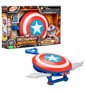 Lanzador Hasbro Nerf Marvel Mech Strike Mechasaurs Capitán América Con Redwing