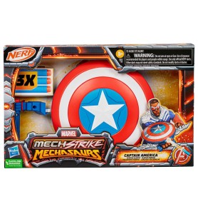 Lanzador Hasbro Nerf Marvel Mech Strike Mechasaurs Capitán América Con Redwing