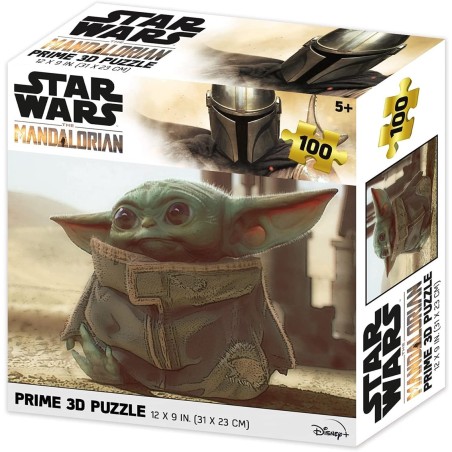 Puzle Lenticular Prime 3d 100 Piezas The Mandalorian Grogu Sentado