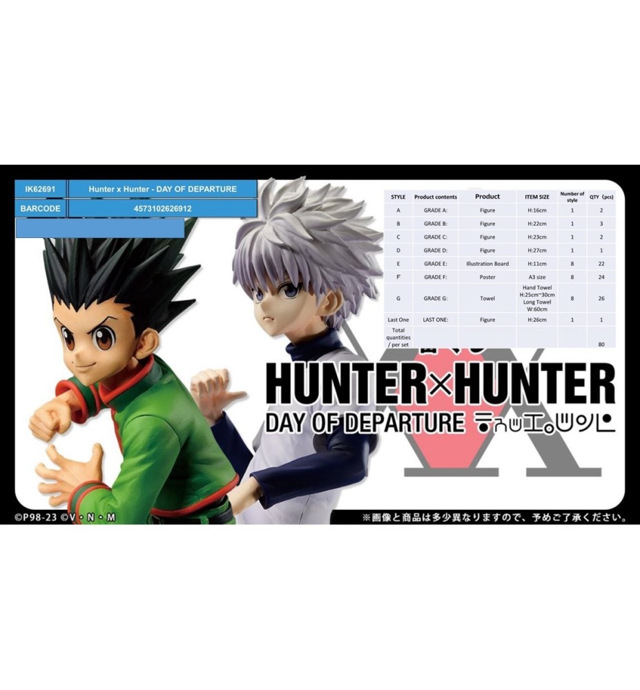 Ichiban Kuji Banpresto Hunter X Hunter Day Of Departure Lote 80 Articulos Loteria Japonesa