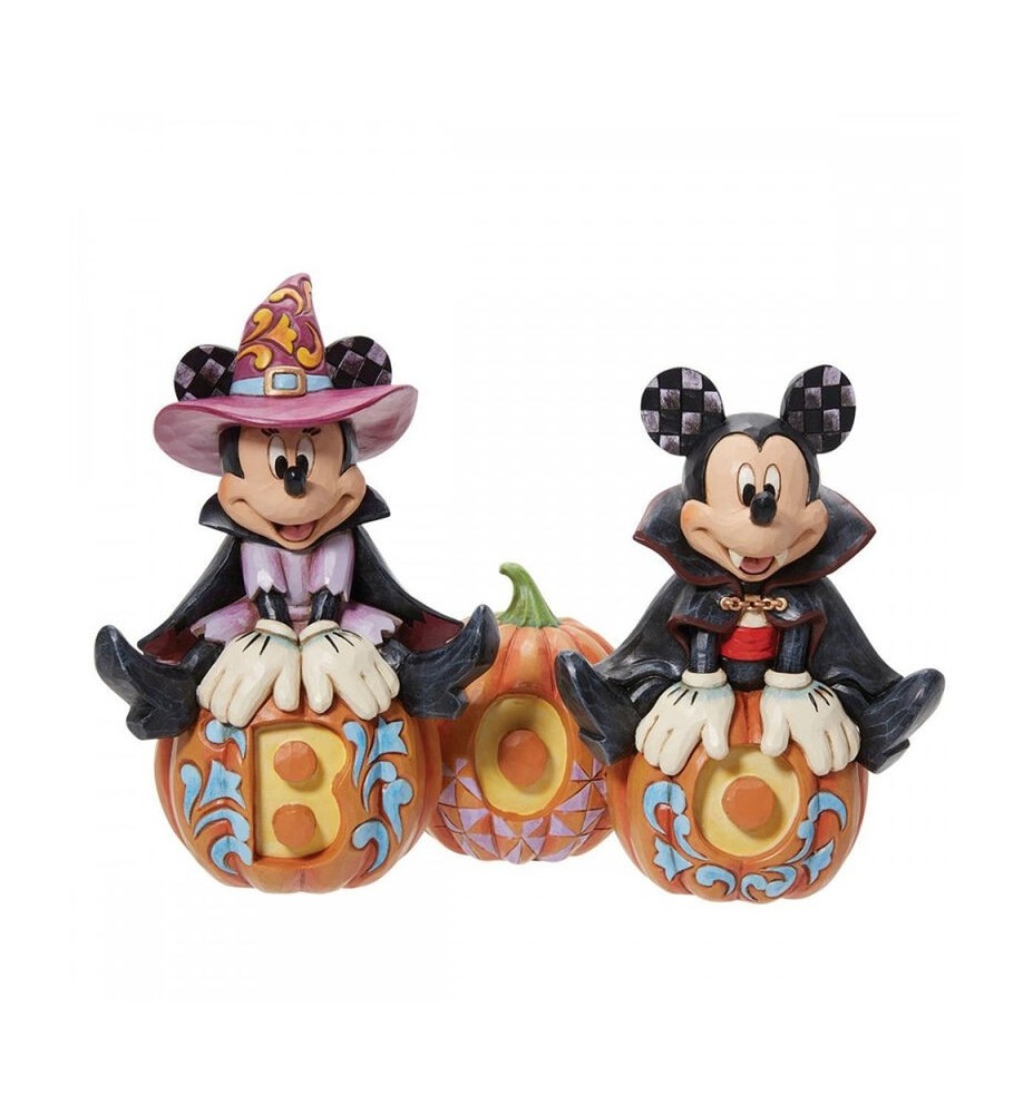 Figura Enesco Disney Mickey Y Minnie Sentados En Calabazas