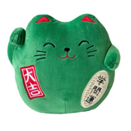 Peluche Gato De La Suerte Lucky Cat Verde 20 Cm