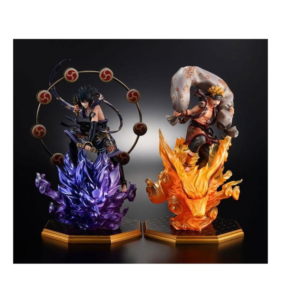 Pack 2 Figuras Megahouse Naruto Shippuden Naruto Dios Del Viento + Sasuke Dios Del Trueno