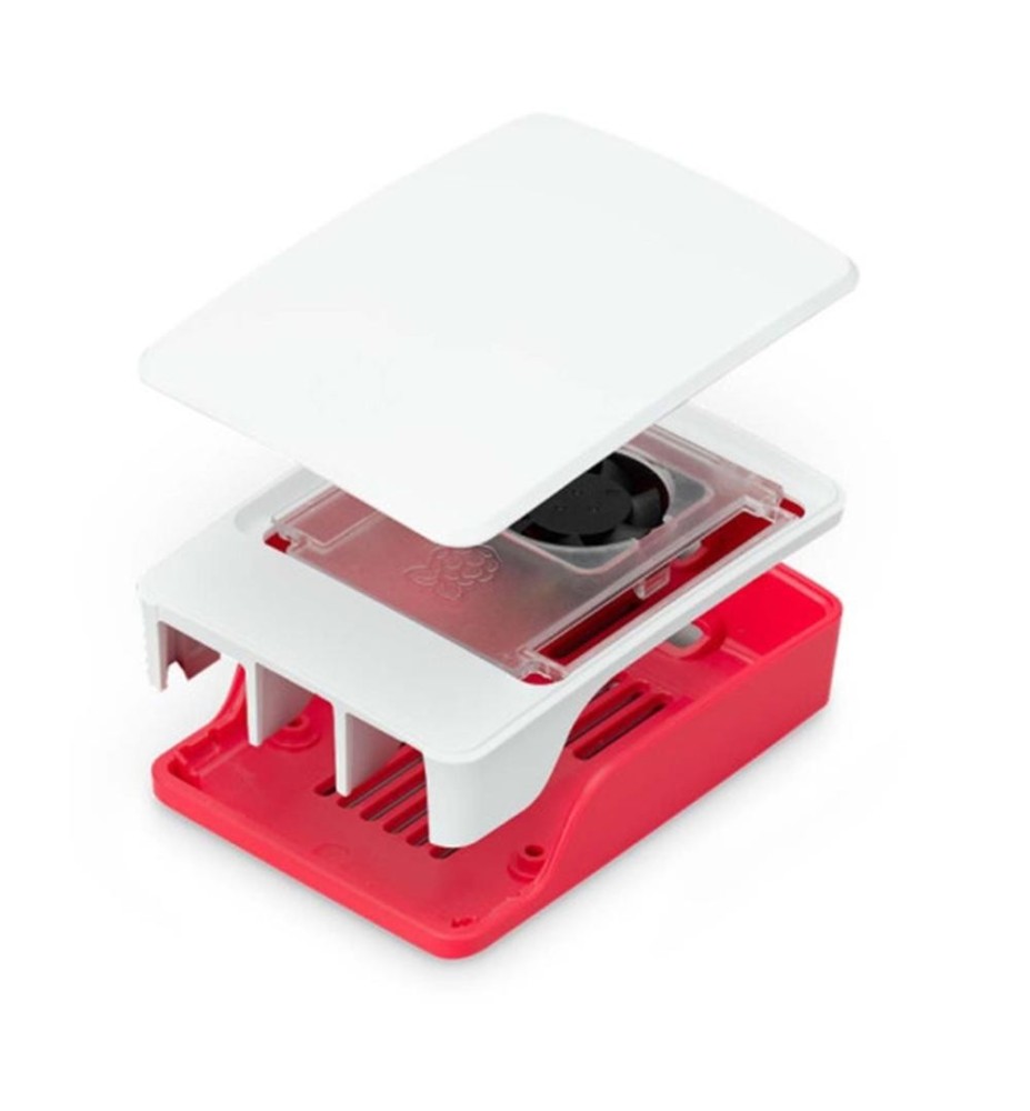 Carcasa Raspberry Pi 5 Con Ventilador Roja Y Blanca