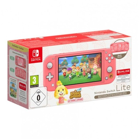 Consola Nintendo Switch Lite Coral + Animal Crossing New Horizons + 12 Meses Nintendo Switch Online