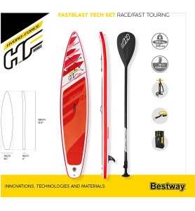 Bestway 65343 -  Tabla Paddle Surf Hinchable Fastblash Tech Set 3 -81m Con Remo - Bomba Y Bolsa