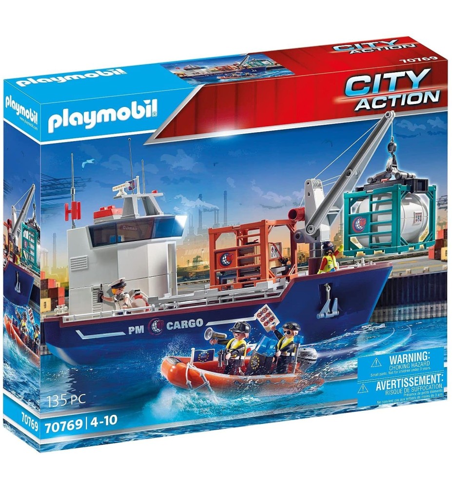 Playmobil Gran Portacontenedor Con Barco Aduanero