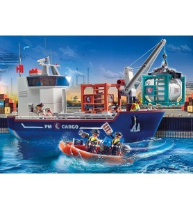 Playmobil Gran Portacontenedor Con Barco Aduanero