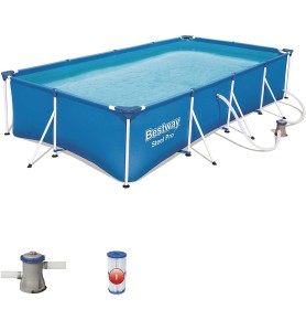 Bestway 56424 -  Piscina Desmontable Tubular Infantil Family Splash Frame Pool 400x211x81 Cm Depuradora De Cartucho De 1.249 Lit