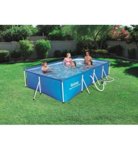 Bestway 56424 -  Piscina Desmontable Tubular Infantil Family Splash Frame Pool 400x211x81 Cm Depuradora De Cartucho De 1.249 Lit