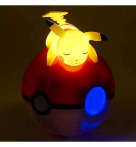 Lámpara Led Despertador Reloj Teknofun Madcow Entertainment Pokémon Pikachu Durmiendo En Pokeball