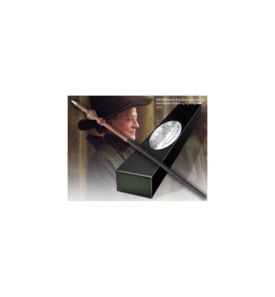 Replica The Noble Collection Harry Potter Minerva Mcgonagall Varita Con Caja Y Placa De Identificacion