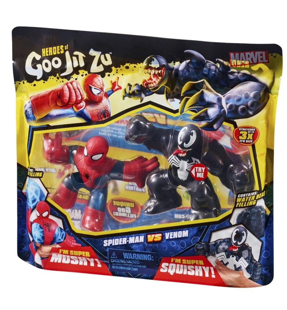 Pack De 2 Figuras Bandai Goo Jit Zu Marvel Héroes Spiderman Vs Venom